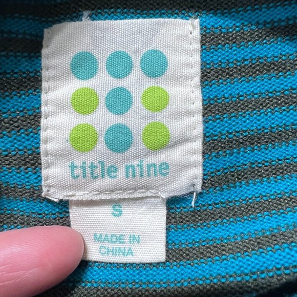 Title Nine Sweater Dress Small Teal Synergy Striped Mockneck Long Sleeve Stretch - Picture 11 of 12